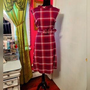 Burgundy Plaid Dress